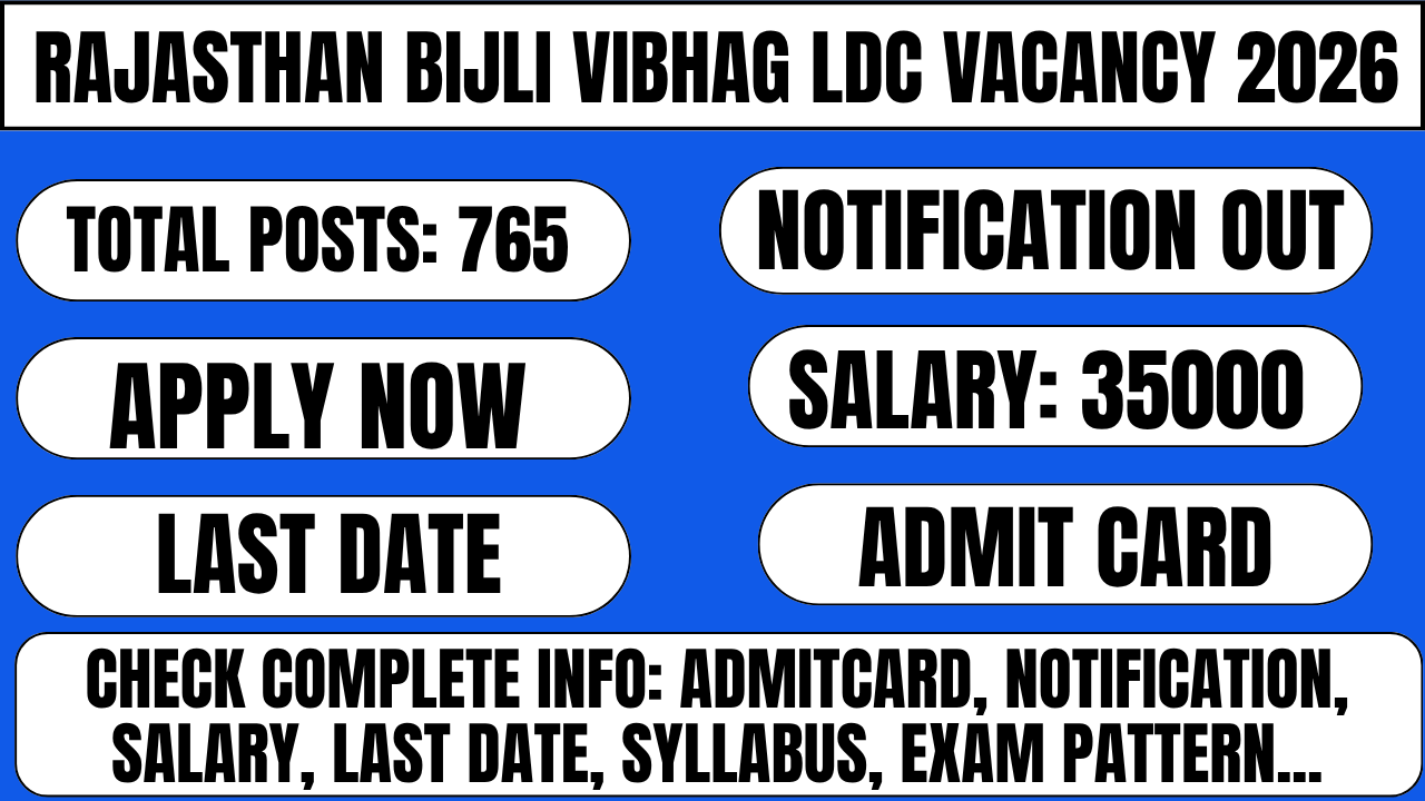 rajasthan bijli vibhag ldc vacancy 2026