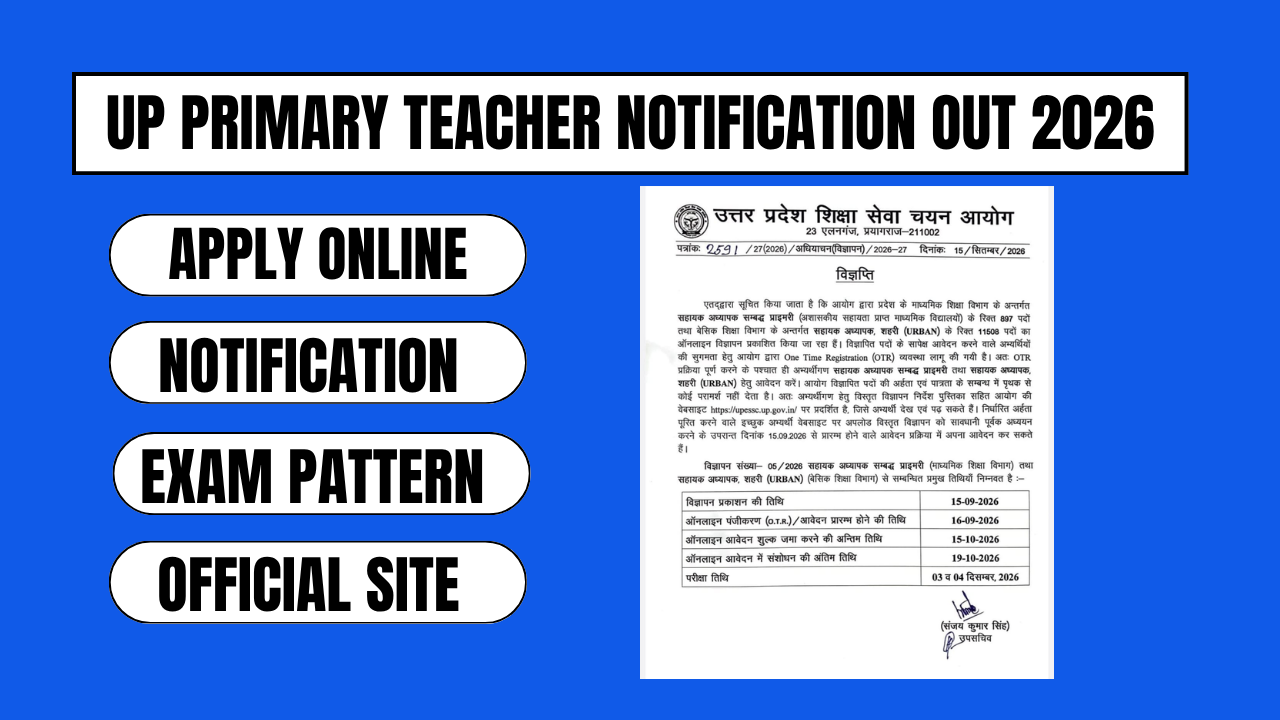 UP PRIMARY TEACHER NOTIFICATION OUT 2026