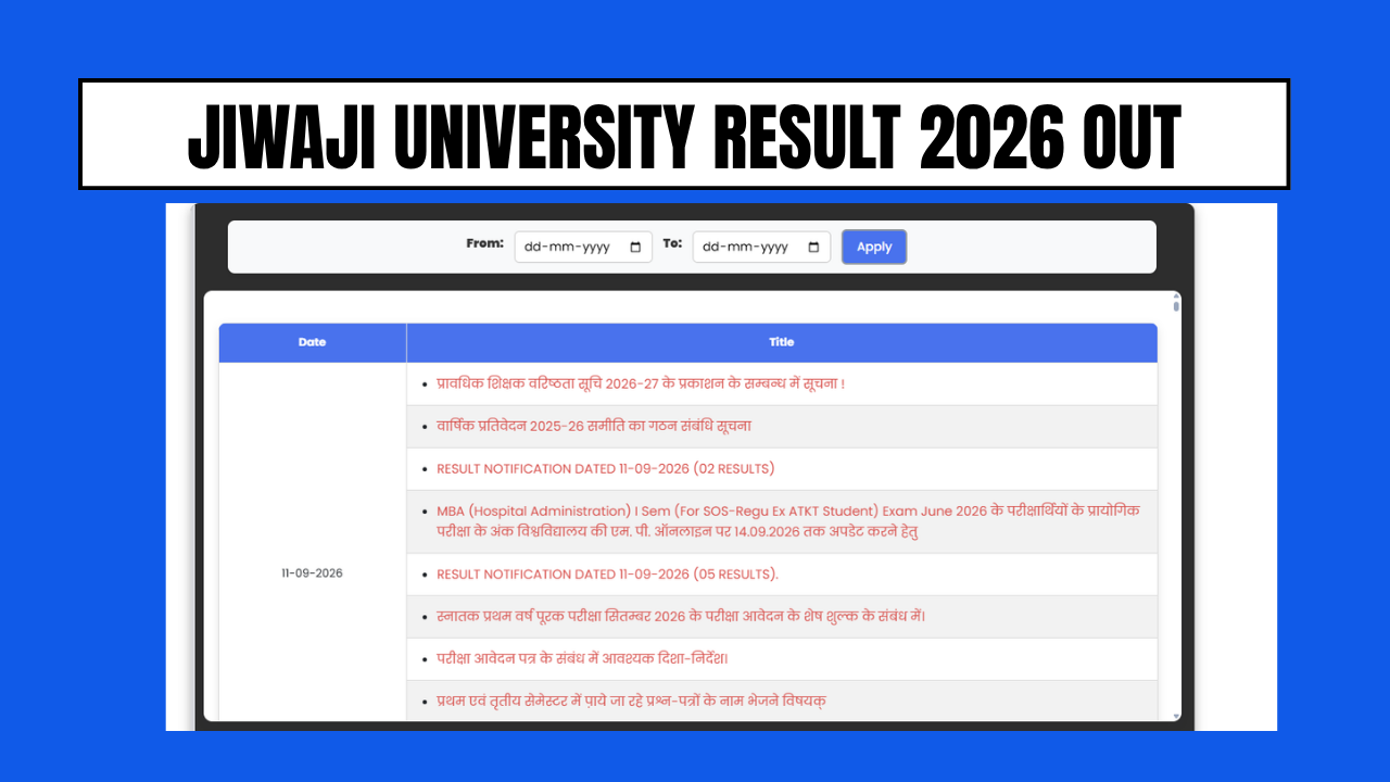 Jiwaji University Result 2026